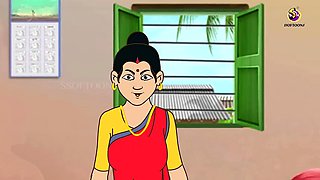 Cartoon fantasy with creampie featuring an inexperienced Indian girl and her stepbrother