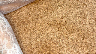 Rubbing my legs in stocking and thong and screwing around