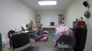 A blonde with a big ass ends up getting fucked on the bed hard