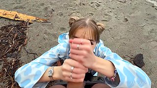 Pov: Ava Archer Sucks Your Cock Outdoors On A Public Beach - Facial Cumshot 4k