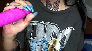 Blonde tight pussy babe solo toy fun in glamour masturbation