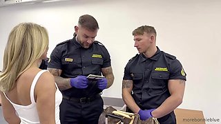 Kinky Blonde Gangbang By Airport Security Guards