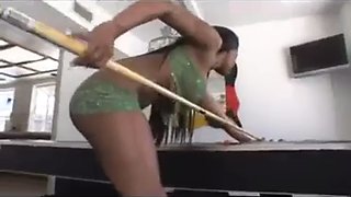 Big tits ebony gets fucked on pool table