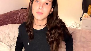 Lovely Amateur teen brunette masturbating outdoor