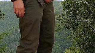 Girl in A Yellow Dress Jerks Off My Cock in The Forest.