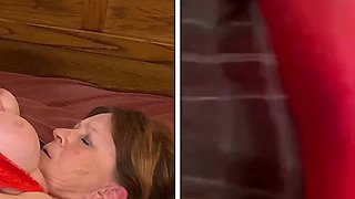 GILF Carmen Angel’s Granny in Red Two Toy Playtime Orgasms