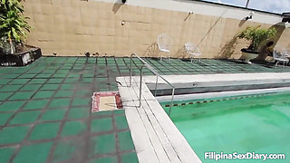 Hairy Filipina pussy swallows foreign cock