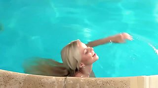 Blonde Plays With Herself at the Pool