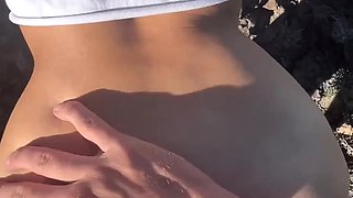 Sexy asian girl and me have a sensual doggystyle banging high up in the mountains