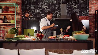 Sweet sloppy blowjob In The Kitchen