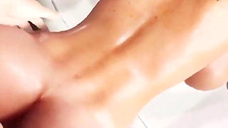 Ebony Sexy Girl with a Perfect Ass Massage a Fat Old Bald Man