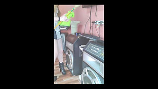 Hot Cleaning Maid Gets Horny and Starts Masturbating on the Counter