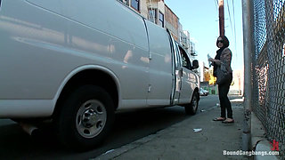 Tiny Tourist with Huge Tits Gets Grabbed Into a Van and Destroyed by Big Cocks