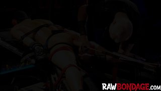 Fucking machine fun in raw bondage chains for a slutty hunk