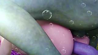 Big tits 3d babe fucking with sea monsters
