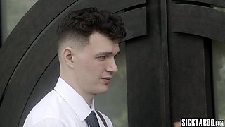 Big breast mom fucks two religious guys