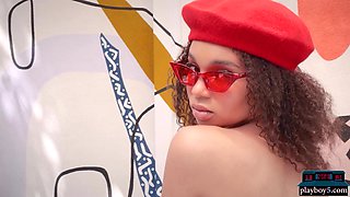 Raunchy black teenager model Lily Lilac softcore