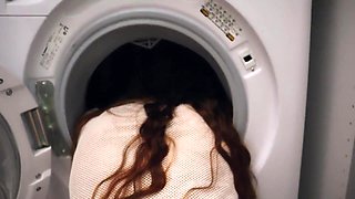 Step Son Fucks Step Mom Stuck in Washing Machine!