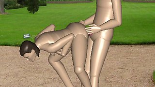 Cozy naturist scene in the garden with a touch of sensitivity