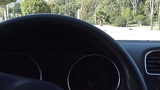 Turkish muslim woman gives perverted american man a handjob in his car