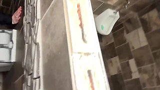 Curvy Buxom Blonde MILF Sucks Her Husband's Dick & Gets Fucked In the Public Toilet & Hotel Hallway