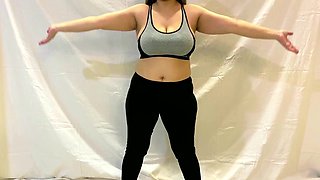 Beautiful Curvy Teen with Big Tits Gets Horny During Workout Begins to Fingering Pussy Masturbating to Orgasm