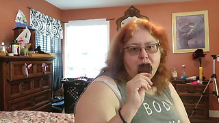 BBW redhead Mature Nurse vicki  licks and sucks on an ice cream