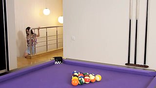 Melani Bree masturbates on her purple pool table - WeAreHairy
