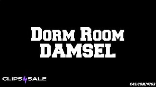 Blonde College Girl Hogtied and Titty Squeezed in Dorm Room Bondage