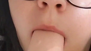 Cute Girl Face Fuck with Dildo