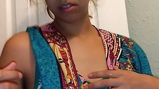 Mexican girl milking her tits