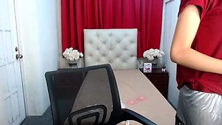 College teen with big boobs glass anal toy