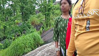 College girl came to roam with your boyfriend - told the family to go to college - Outdoor Forest Village Bhabhi Sex Full Night.