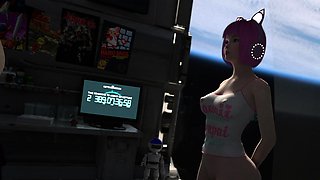 Cute japanese anime catgirl gets fucked on a space station