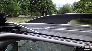 Hunt4k. man penetrates wondrous girl in his car while cuckold is around