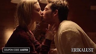 Blonde Girl with Big Natural Tits Fucked Passionately on Couch by Ski Teacher
