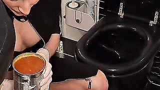 Miss Anja Black Hard Humiliation Slave Feeding From Toiletbowl
