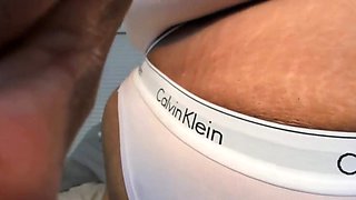 Massaging myself with oil in CK lingerie