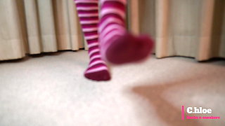 Chloesocks - Student girl in pink socks feet worhsip foot domination