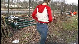 Cute 18 Year Blonde Girl Does Blowjob Outdoor