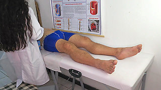 NURSE in routine care, attends to a patient with an erection