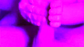 Stepsister Learns to Jerk off My Huge Cock. Close-up with Legs
