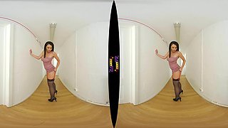 Down The Hall - Big Tit Brunette Solo Striptease