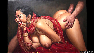 Indian teen with three big black cock fucked deep inside her pussy and asshole