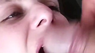 Real Amateur Homemade Bedside Blowjob: Cum on Face & Swallow