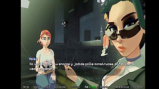 Hentai anime with busty redhead in a sexy visual novel