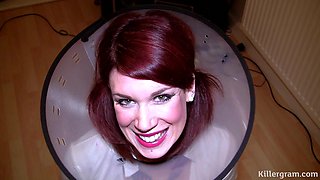 Redhead Cock Whore Wears a Cum Collar and Sucks off an Army of Dicks Before Getting Plastered in Spunk