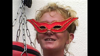 Amateur Casting for Mature Masked MILF Sucking Big Cock and Masturbating with Double Dildo Ass and Pussy