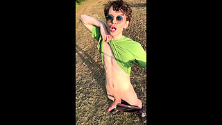 Horny Jock Risky Jerking Off His Massive Cock Outdoors