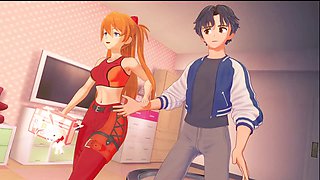 Neon Genesis Evangelion hentai adventure with cartoon sex action